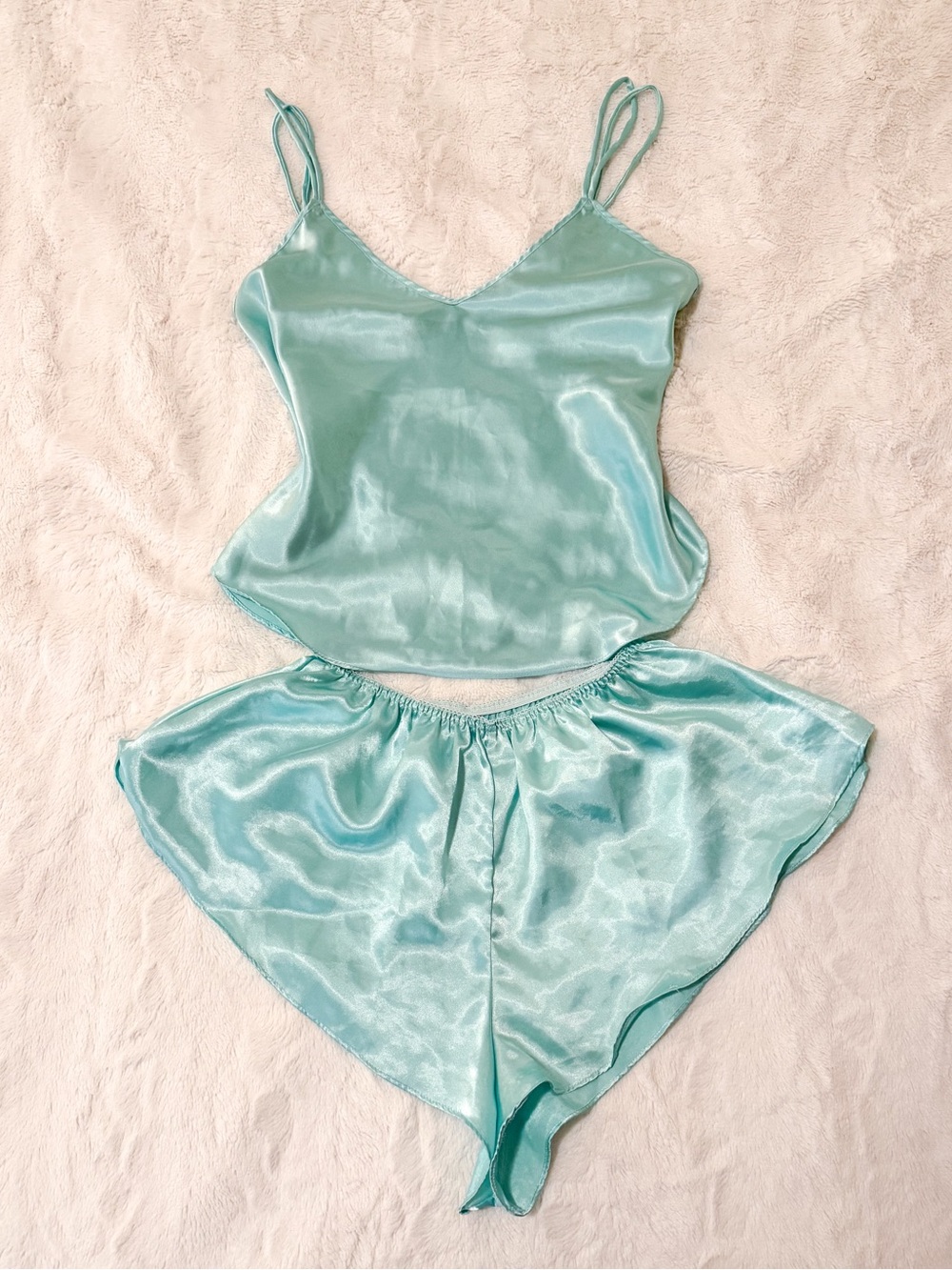 Vintage 80s satin pajama shorts set